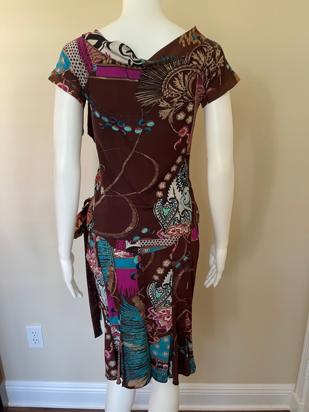 Brown Floral Print Tie-Waist two piece Dress - Picture 7 of 16
